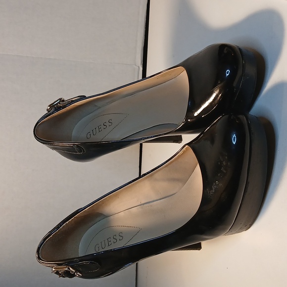 Guess Y2K Black Patent Leather 4.5" Platform Stiletto Heels 9M - Picture 4 of 8